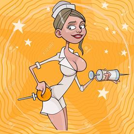 Funny Cartoon Nurse With Enema And Syringe In Hands On The Yellow  Background Royalty Free SVG, Cliparts, Vectors, And Stock Illustration.  Image 127901424.