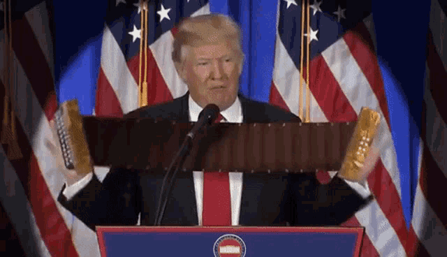 In recent speeches, Donald Trump has been seen leaning heavily in on a  podium, always on his left side and then not moving. Is he having balance  issues or is he trying