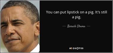 Barack Obama quote: You can put lipstick on a pig. It's still a...